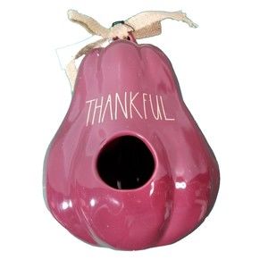 Rae Dunn "THANKFUL" Fall Decor Ceramic Eggplant Birdhouse Use Outside OR Inside!